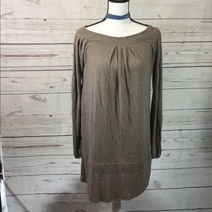 LIGHT BROWN TUNIC LENGTH SWEATER DRESS